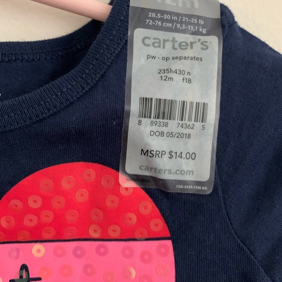 Carter’s Blue Short Sleeve Frill High Low Top - Picture 4 of 4